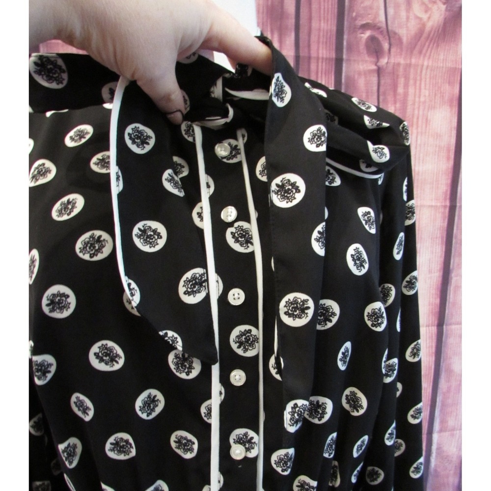 ModCloth Just My Typist Pleated Shirt Dress Black White Retro Vintage Large NWOT - Picture 4 of 13